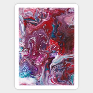 Poured paint in red blue purple and white Sticker